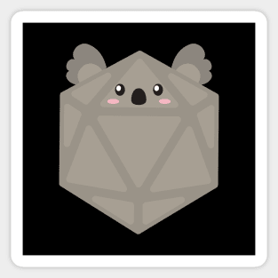 Polyhedral 20 Sided Dice Koala - Tabletop RPG and Animal Lovers Mashup Sticker